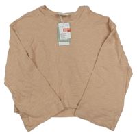 Nové - Svetloružové crop ľahké tričko so širokými rukávy H&M