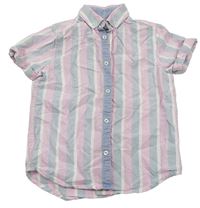 Světlemodro-ružovo-biela pruhovaná košeľa Next