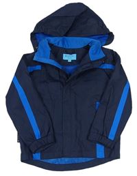 Tmavomodro-modrá šušťáková funkčná jarná bunda s kapucňou Mountain Warehouse