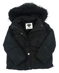 Čierna šušťáková zimná bunda s kapucňou F&F