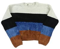 Farebný žinylkový crop sveter