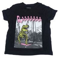 Černé tričko s dinosaurem Primark 