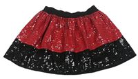 Červeno-čierna flitrová kolová sukňa M&S