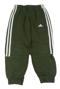 Khaki cuff tepláky s pruhmi Adidas