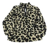 Béžovo-čierna vzorovaná huňatá podšitá bunda Matalan