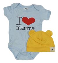2set - Svetlomodré body s nápisem + čapica