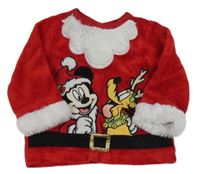 Červeno-biela zamatová mikina s Mickeym zn.Disney