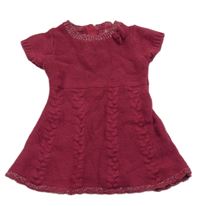 Vínové svetrové šaty s mašlou Primark