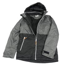 Šedo-černá šusťáková zimní bunda s kapucí H&M