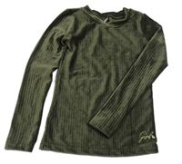 Khaki sametové žebrované triko Zeeman