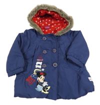 Tmavomodrá šusťáková zimní parka s Minnií a kapucí Tu