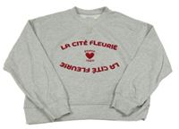 Šedá melírovaná crop mikina s nápisem Zara