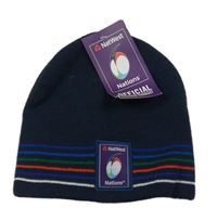 Nové - Tmavomodrá pletená čepice s proužky Nations
