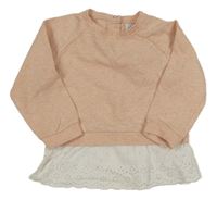 Broskvová mikina so všitou halenkou Topomini