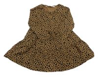 Béžovo-čierne vzorované bavlnené šaty H&M