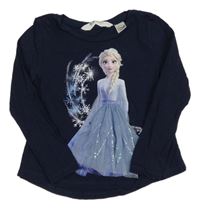 Tmavomodré tričko s Elsou H&M