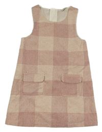 Ružovo-svetloružové kockované vlnené šaty F&F