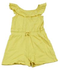Žltý bavlnený letný overal s volánikom George