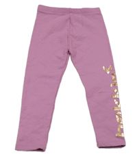 Ružové silnější legíny s nápisom Bekkin