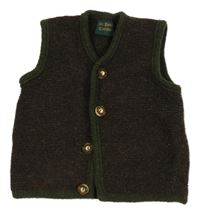 Šedro-olivová prepínaci vlnená svetrová vesta