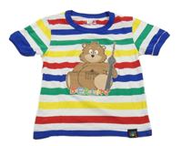 Farebné pruhované tričko s medvedíkom