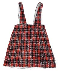 Červeno-čierno-biela kockovaná na traká sukňa River Island