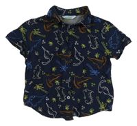 Tmavomodrá košeľa s dinosaurami Primark