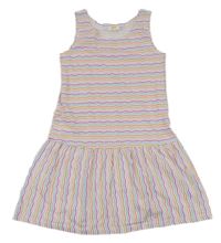 Bielo-farebné pruhované bavlnené šaty