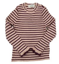 Svetloružová -vínový pruhovaný rebrovaný sveter H&M