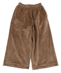 Hnedé zamatové rebrované culottes nohavice Next
