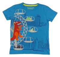 Modré tričko s dinosuary Bluezoo