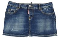 Modrá rifľová minisukňa s kvietkami a vyšúchaním Dsquared2