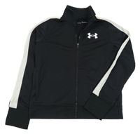 Černo-bílá propínací sportovní funkční mikina s logem Under Armour