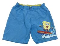 Modré plážové kraťasy so SpongeBobem
