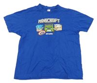 Modré tričko s potiskem Minecraft