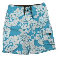 Tyrkysové plážové kraťasy s listami H&M