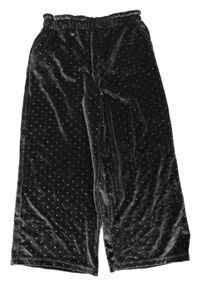 Tmavosivé zamatové bodkovaná é culottes nohavice M&S