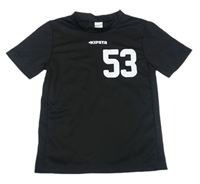 Čierne funkčné športové tričko s číslom a logom KIPSTA