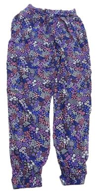 Tmavomodro-kvetované ľahké nohavice M&S