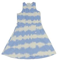 Modro-biele pruhované batikované šaty H&M