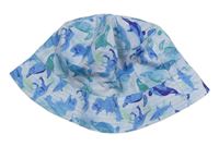 Bílo-modro--modrozelený plátěný klobouk s dinosaury PEP&CO