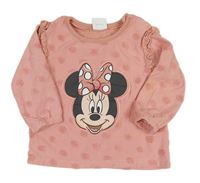 Staroružová bodkovaná á mikina s 3D Minnie zn. Disney