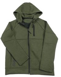 Tmavokhaki melírovaná tech fleece propínací mikina s kapucí PRIMARK