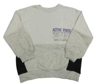 Bielo-svetlošedá -čierna mikina s nápismi H&M