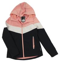Černo-bílo-růžová softshellová bunda s kapucí C&A