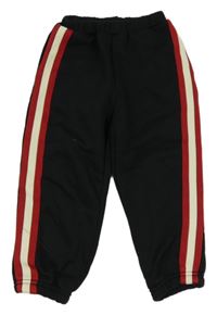 Černé teplé tepláky s pruhy SHEIN