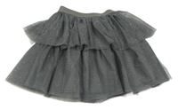Tmavosivá tylová trblietavá sukňa H&M