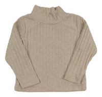 Béžový melírovaný rebrovaný úpletový rolák