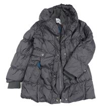 Černošedý prošívaný šusťákový zimní kabát C&A