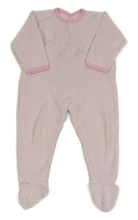 Svetloružový zamatový overal so zvieratkami PETIT BATEAU